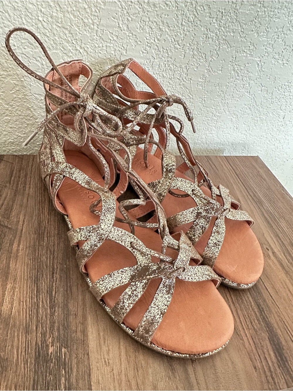 gentle souls shimmer Lace-Up Gladiator Sandals - Gold